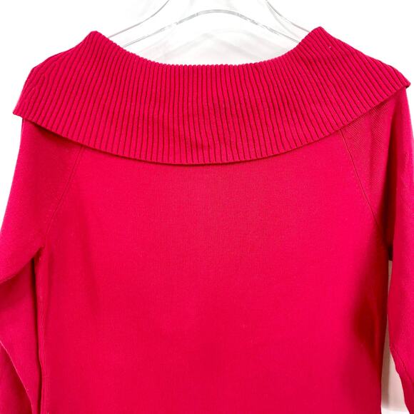 LOFT Red Knit Cowl Neck Long Sleeve Sweater - Picture 10 of 11